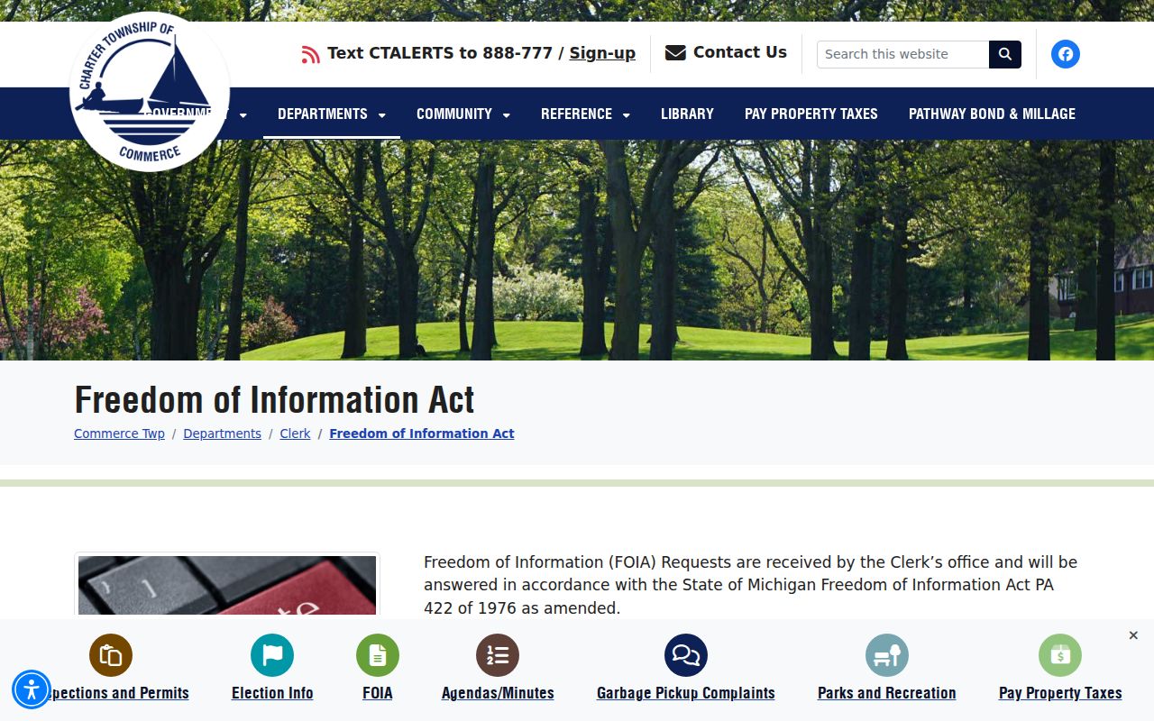 Commerce Township residents directory Freedom of Information Act request information