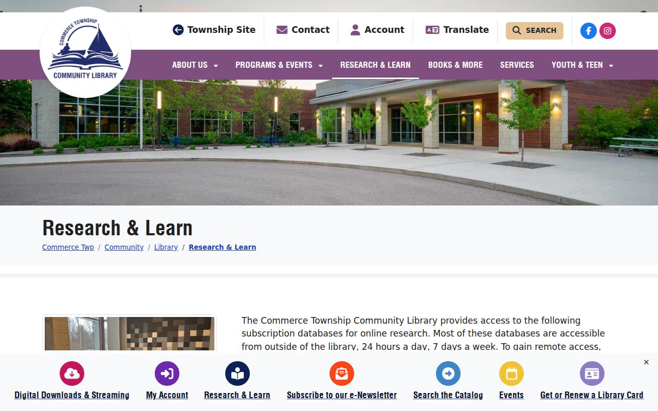 Commerce Township residents directory library research resources